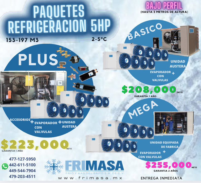 PAQUETES REFRIGERACION 5HP BAJO PERFIL